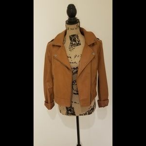 Cropped Brown Leather Jacket